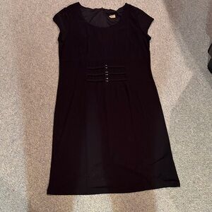 Metrostyle Black Midi Dress with Pleated Detail